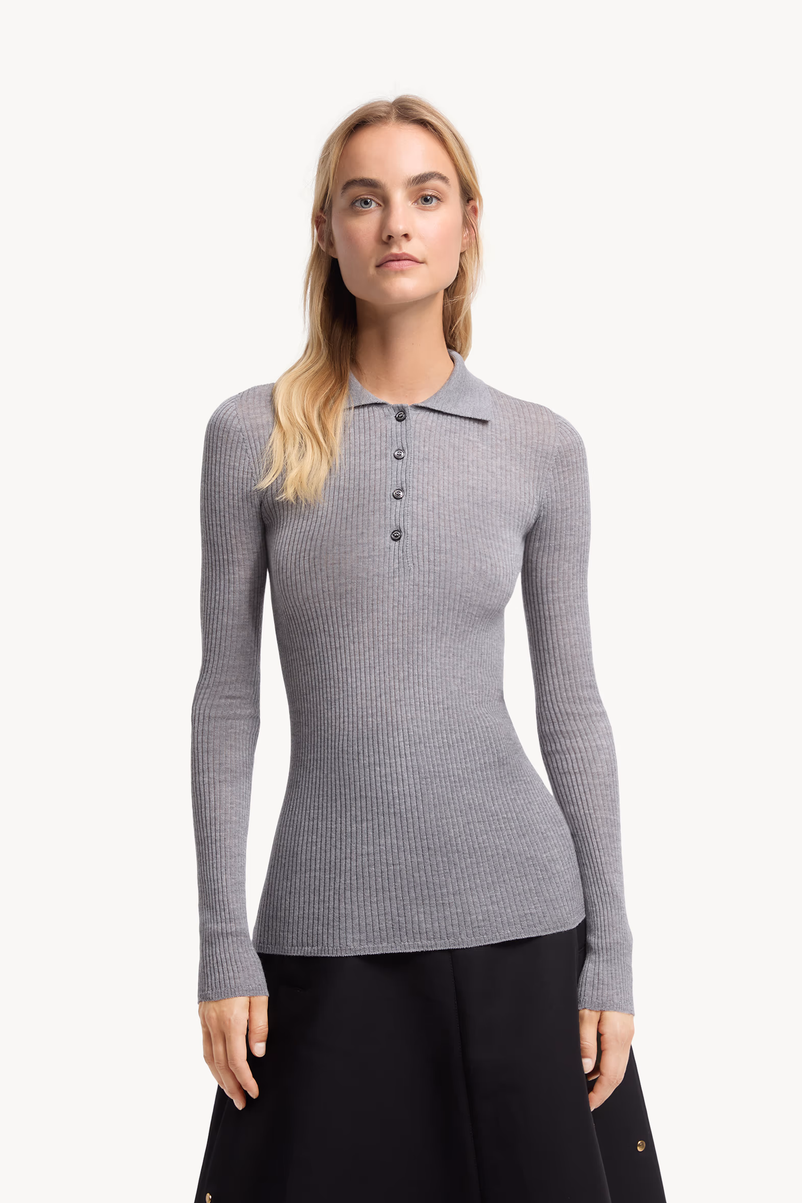 Polo à manches longues en laine Femmes Gris Moncler 3